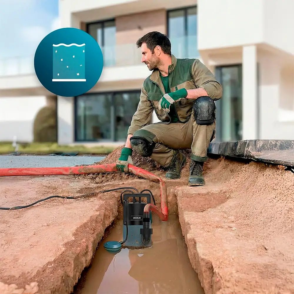 Cecotec Αντλία Ακάθαρτων Νερών Neptunus 400 Dark 400W, Παροχή έως 8.000 l/h, Μανομετρικό 5,5 m, Μέγιστο Σωματιδίων 25 mm, Φλοτεροδιακόπτης, IPX8, Καλώδιο 10 m & Νάιλον Σχοινί CEC-112769