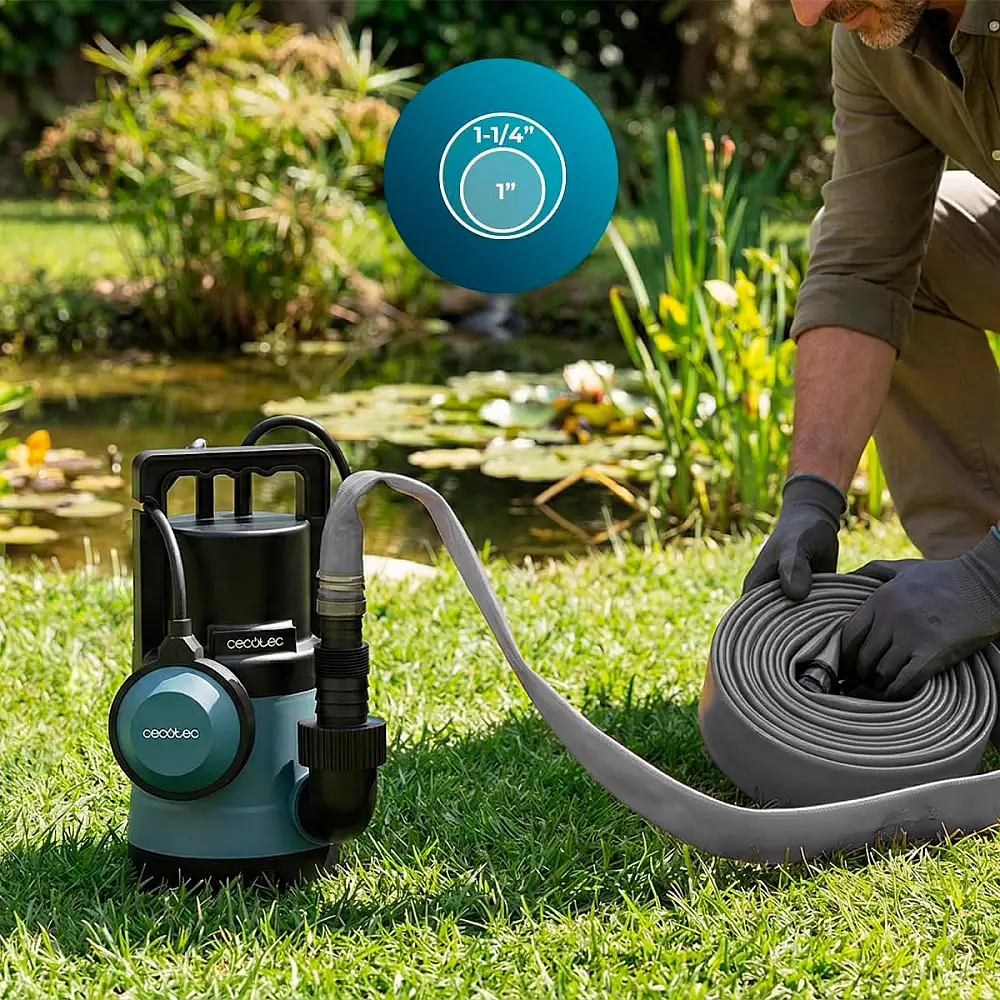 Cecotec Αντλία Ακάθαρτων Νερών Neptunus 400 Dark 400W, Παροχή έως 8.000 l/h, Μανομετρικό 5,5 m, Μέγιστο Σωματιδίων 25 mm, Φλοτεροδιακόπτης, IPX8, Καλώδιο 10 m & Νάιλον Σχοινί CEC-112769