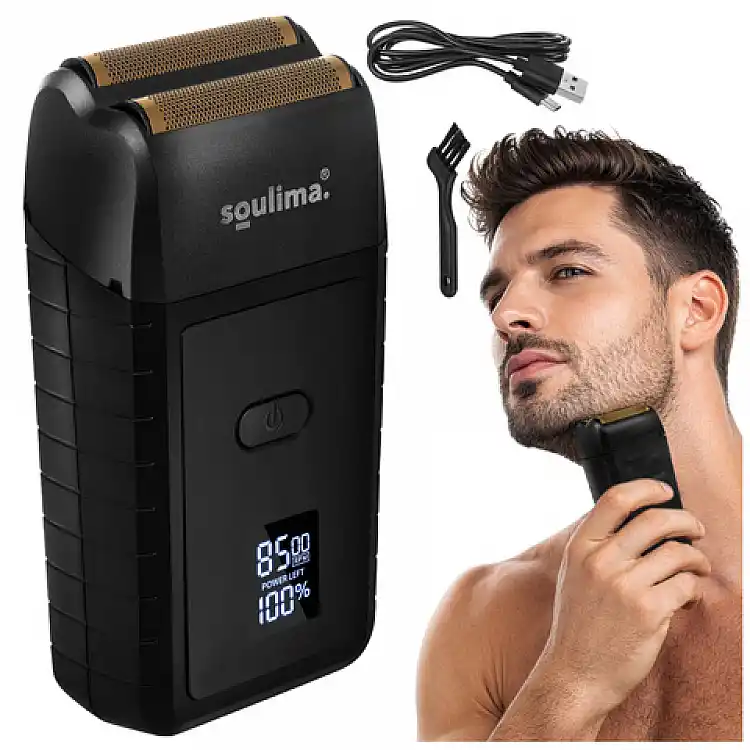 Soulima Ξυριστική Μηχανή Γενειάδας Foil με LED Οθόνη, USB-C, 2 Foils, 2 Λεπίδες και Θήκη 27677