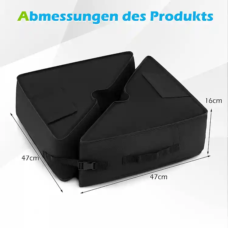 Costway Βάση Ομπρέλας Γεμιζόμενη με Άμμο 40 kg, Μεταφερόμενη, Μαύρη, 16 x 47 x 47 cm NP13095BK