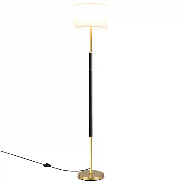 Costway Επιδαπέδιο Φωτιστικό 165 cm με Λινό Καπέλο, Ντουί E27 και Ποδοδιακόπτη, 165 x 25 x 25 cm EU10186DE-DK