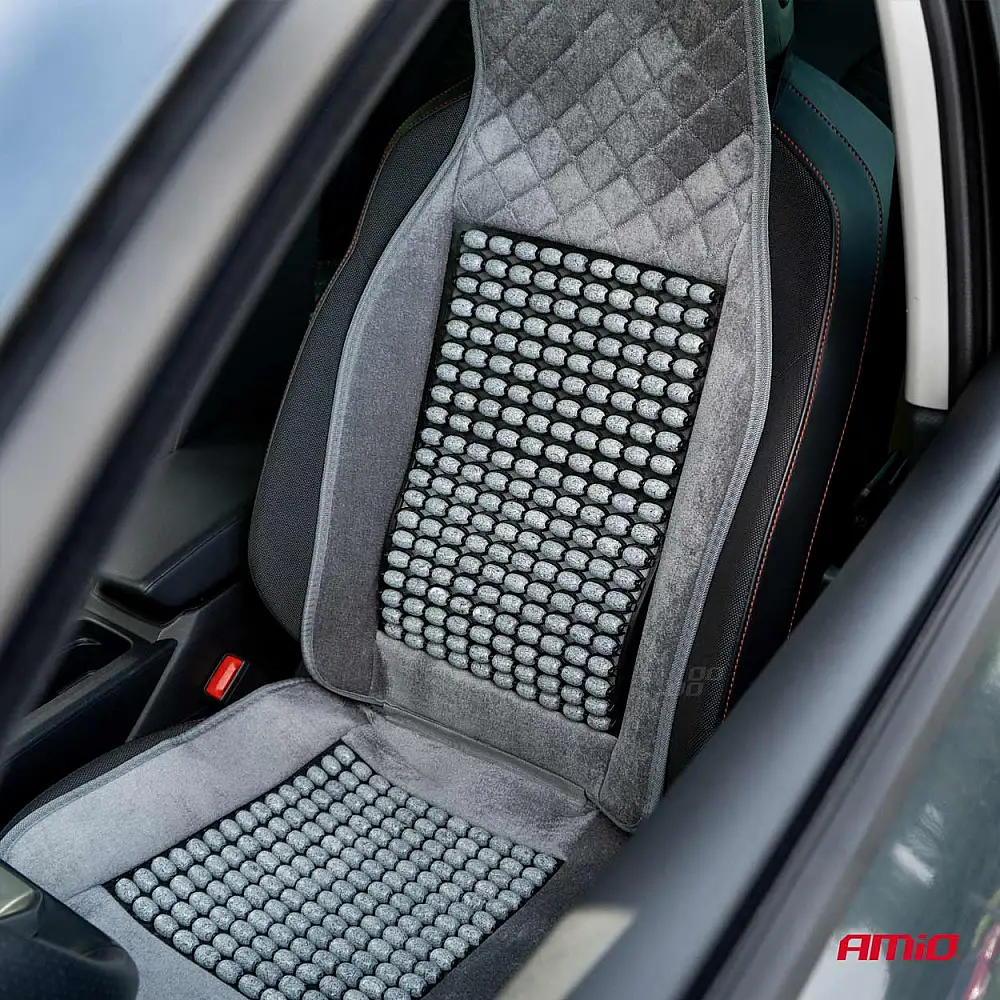 AMIO Κάλυμμα Καθίσματος Αυτοκινήτου με οσφυϊκή υποστήριξη 45x120cm CSM-17, Γκρι 04430