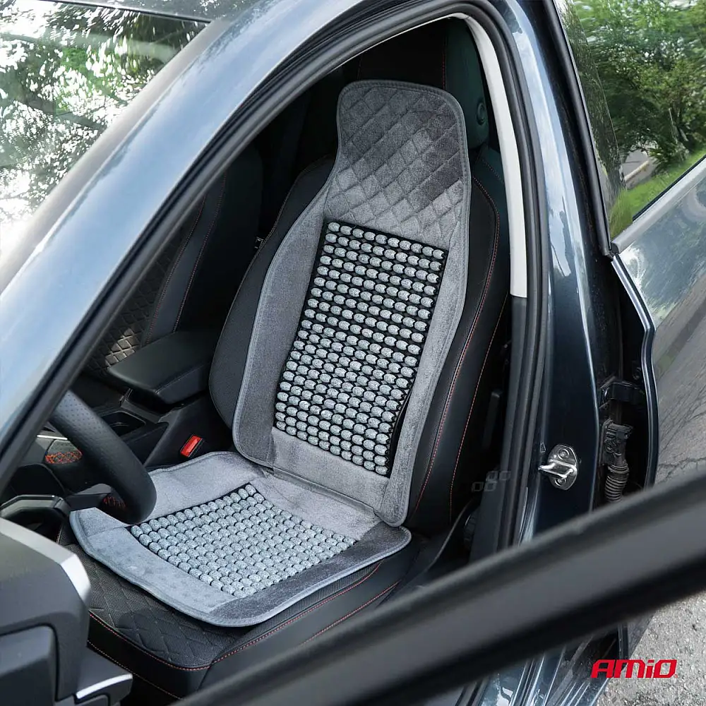 AMIO Κάλυμμα Καθίσματος Αυτοκινήτου με οσφυϊκή υποστήριξη 45x120cm CSM-17, Γκρι 04430