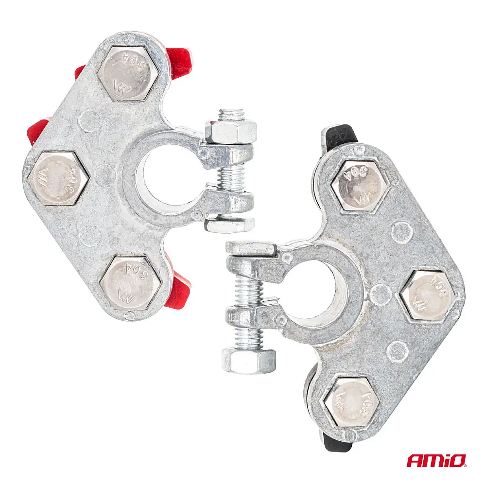 AMIO Σετ 2 τμχ Τερματικοί Ακροδέκτες Μπαταρίας ψευδαργύρου 800ΑΜΡ 04391