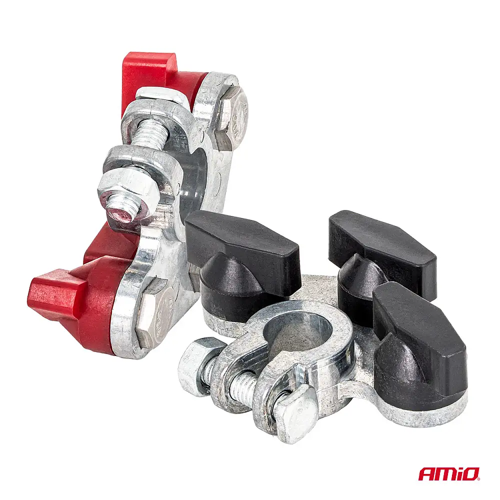 AMIO Σετ 2 τμχ Τερματικοί Ακροδέκτες Μπαταρίας ψευδαργύρου 800ΑΜΡ 04391