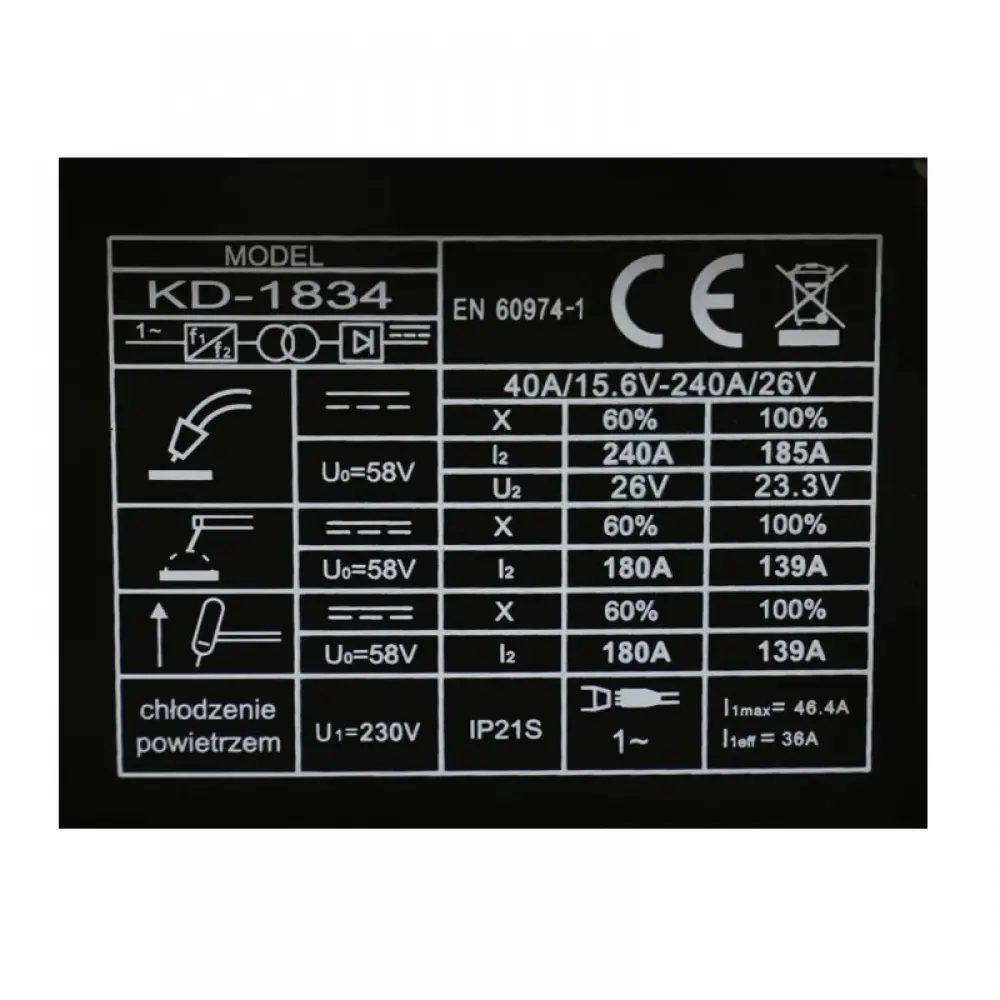 Ηλεκτροκόλληση Inverter MIG / MAG MMA TIG-LIFT 240A IGBT PWM Kraft&Dele KD-1834