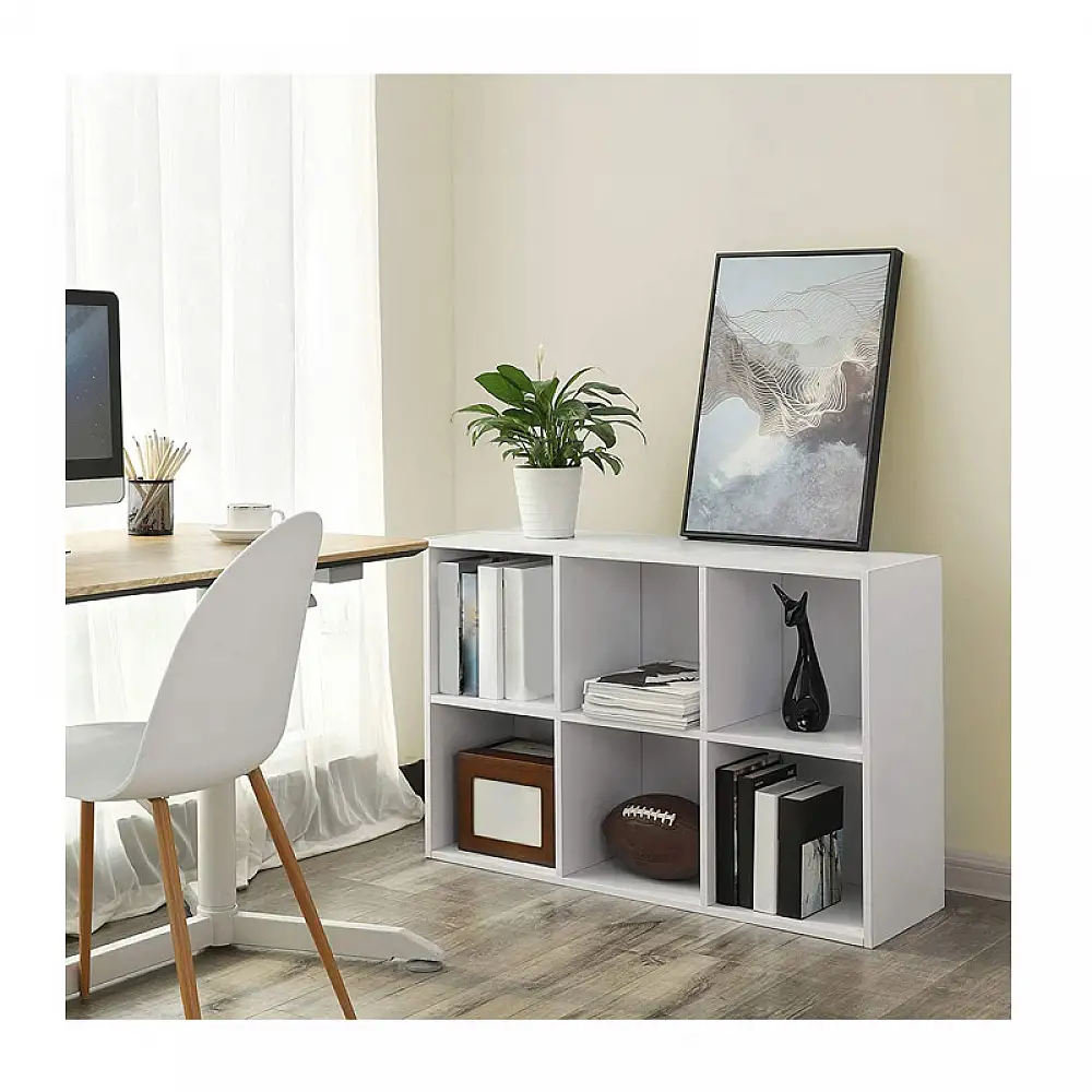 Ξύλινη Βιβλιοθήκη με 6 Ράφια 65.5 x 30 x 97.5 cm Χρώματος Λευκό VASAGLE LBC203D