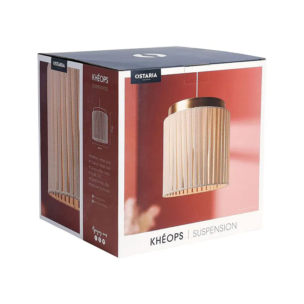 Ostaria Ανάρτηση βαμβακερή 'Κέοπας' μπεζ και χρυσή -37738