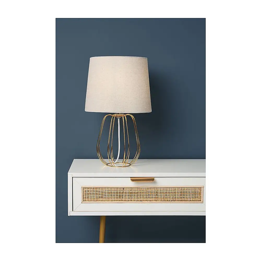 Ostaria Λάμπα Μεταλλική 'LucioLes' Μπεζ- Χρυσή H41cm -37536