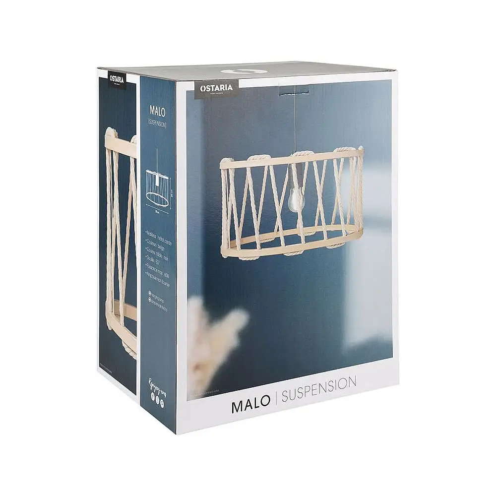 Ostaria Κρεμαστό Φωτιστικό Κορδόνι 'Malo' Φυσικό 19.5εκ -37510