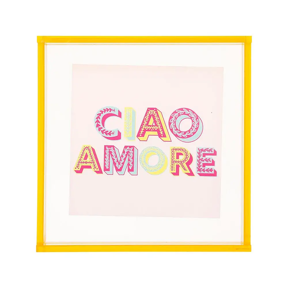 Ostaria Διακοσμητικό τοίχου Ακρυλικό 'Ciao amore' πορτοκαλί 14x14cm -37556