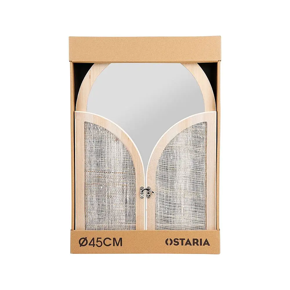 Ostaria Καθρέφτης Ξύλινος Mdf με Φυσικό Φινίρισμα σε Κουτί Kraft -37070