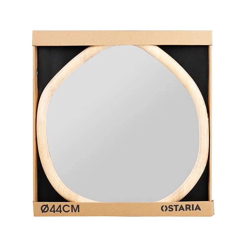 Ostaria Καθρέφτης Ξύλινος Οργανικός Φυσικός με Ξύλο και Γυαλί σε Κουτί Κραφτ -37066