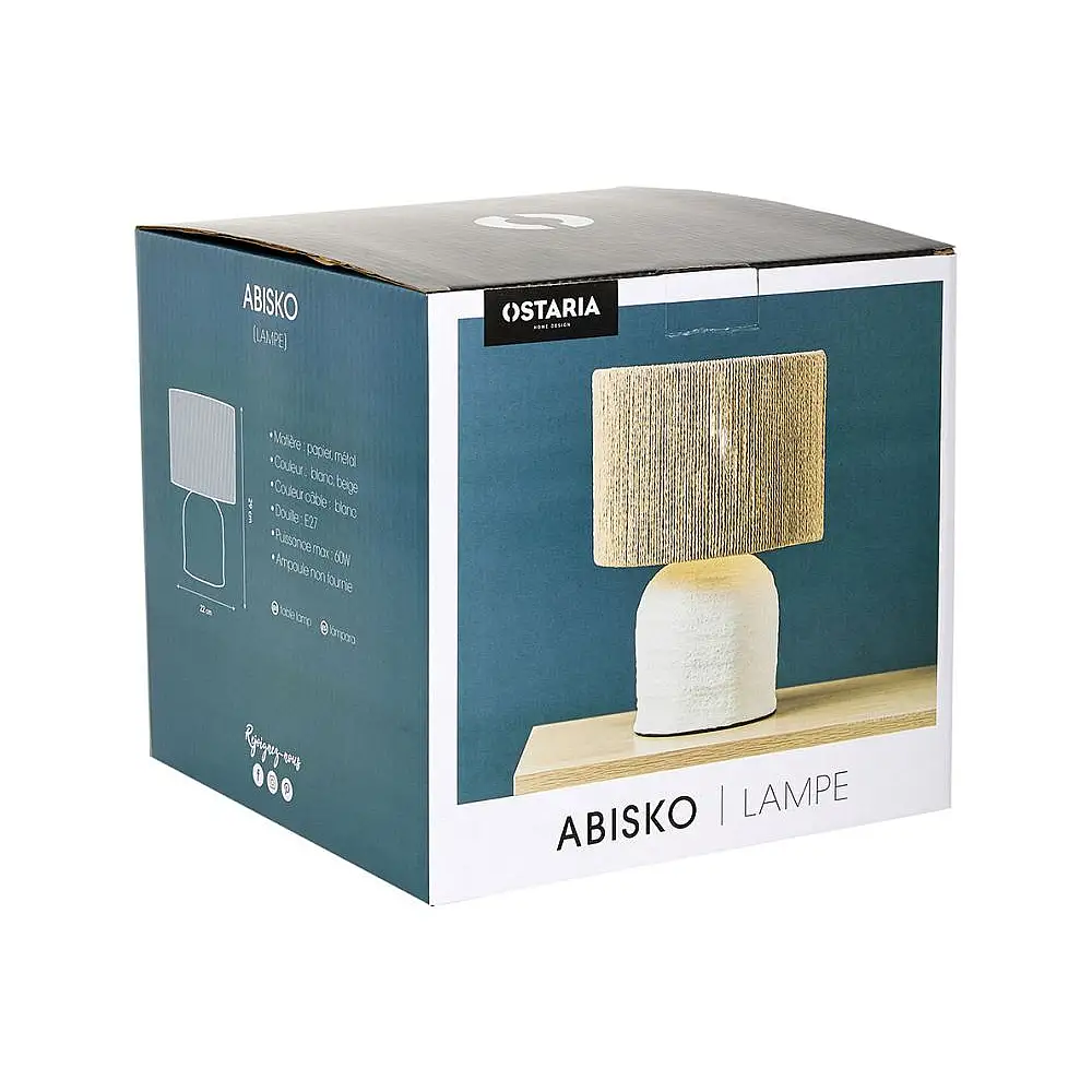 Ostaria Δίχρωμο Μεταλλικό Φωτιστικό 'Abisko' Λευκό Μπεζ με Χάρτινο Καπέλο -36967