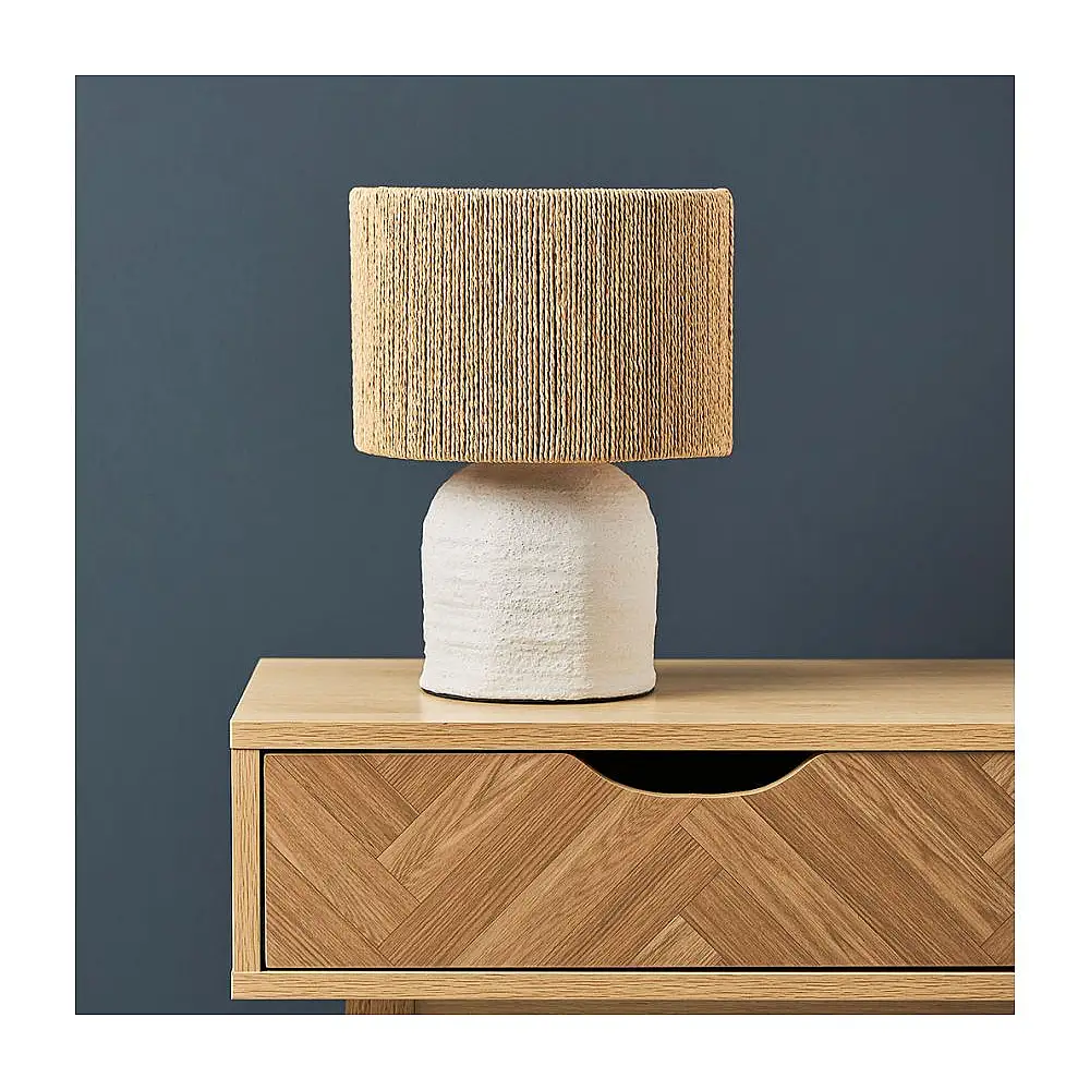 Ostaria Δίχρωμο Μεταλλικό Φωτιστικό 'Abisko' Λευκό Μπεζ με Χάρτινο Καπέλο -36967