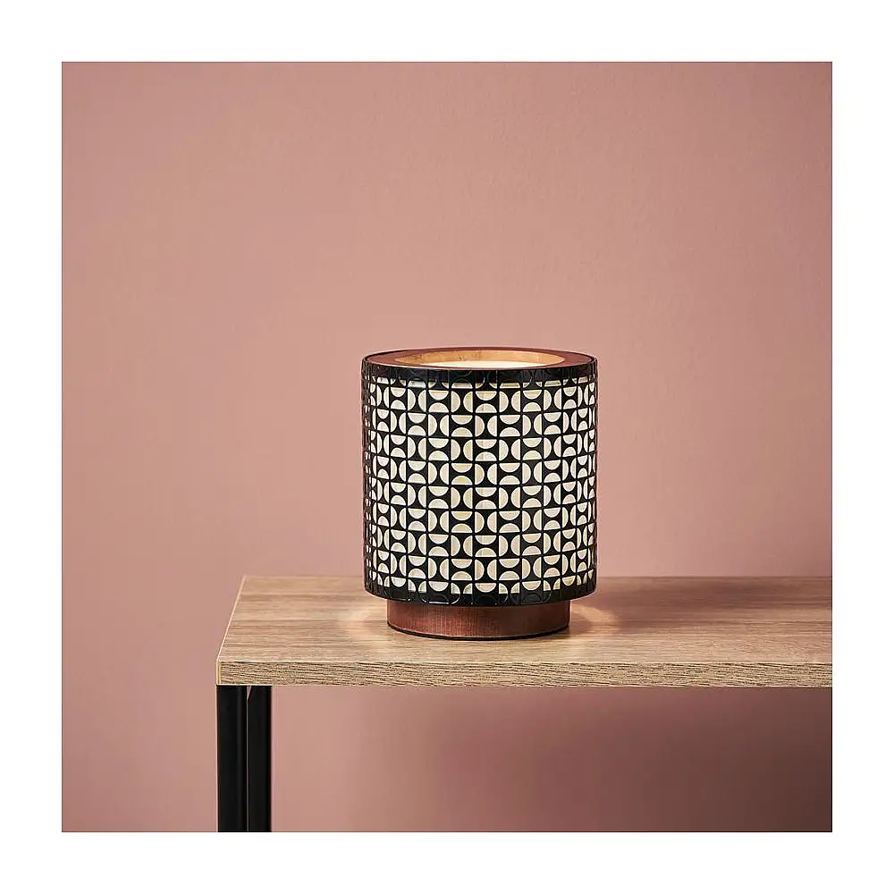 Ostaria Λάμπα Ξύλο Μέταλλο Βαμβάκι 'Arsène' Καφέ Μαύρο Λευκό - Ξύλο Πιστοποιημένο Fsc® -36936