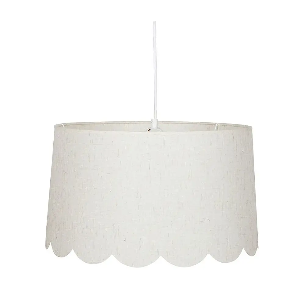 Ostaria Κυλινδρικό Κρεμαστό Φωτιστικό Υφάσματος 'Ματιλντε' Μπεζ και Λευκό -36809