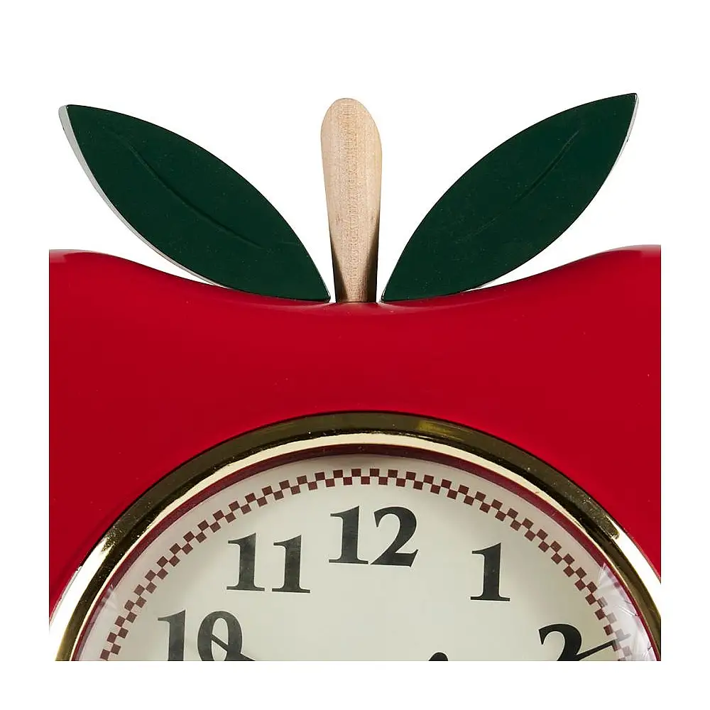 Ostaria Πλαστικό και Ξύλινο Ρολόι 'Μήλο' Κόκκινο και Πράσινο δ20εκ -36764