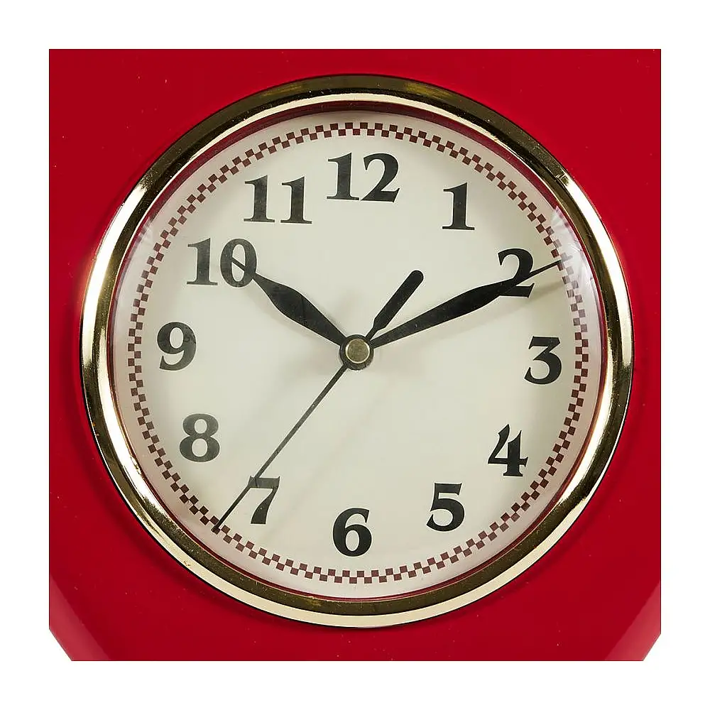 Ostaria Πλαστικό και Ξύλινο Ρολόι 'Μήλο' Κόκκινο και Πράσινο δ20εκ -36764