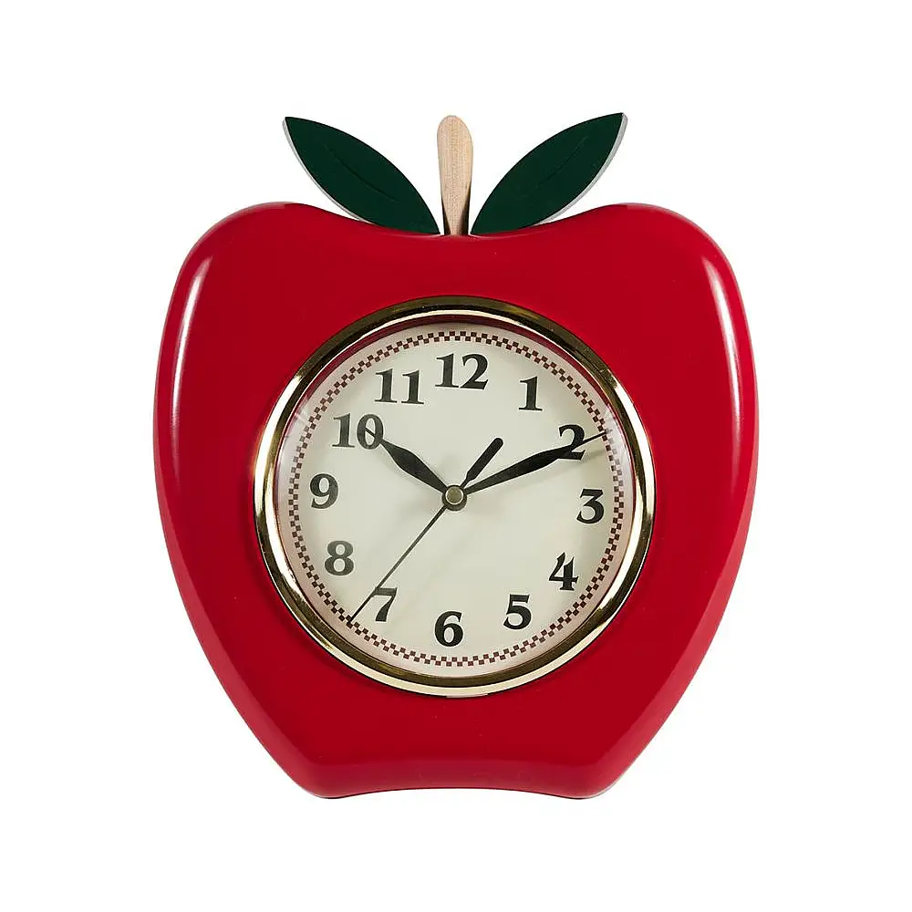 Ostaria Πλαστικό και Ξύλινο Ρολόι 'Μήλο' Κόκκινο και Πράσινο δ20εκ -36764