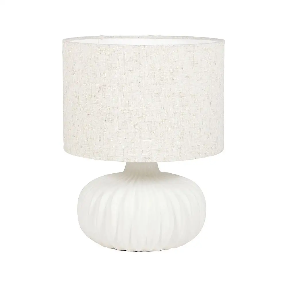 Ostaria Λάμπα Κεραμική Υφασμάτινη 'Julia' Μπεζ Και Λευκή -36742