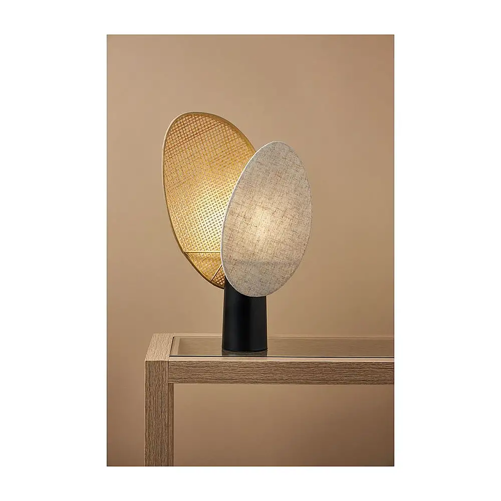 Ostaria Λάμπα μπαμπού λινό και μέταλλο μπεζ και μαύρο 'Almeria' - Πιστοποιημένο Fsc® μπαμπού -36701