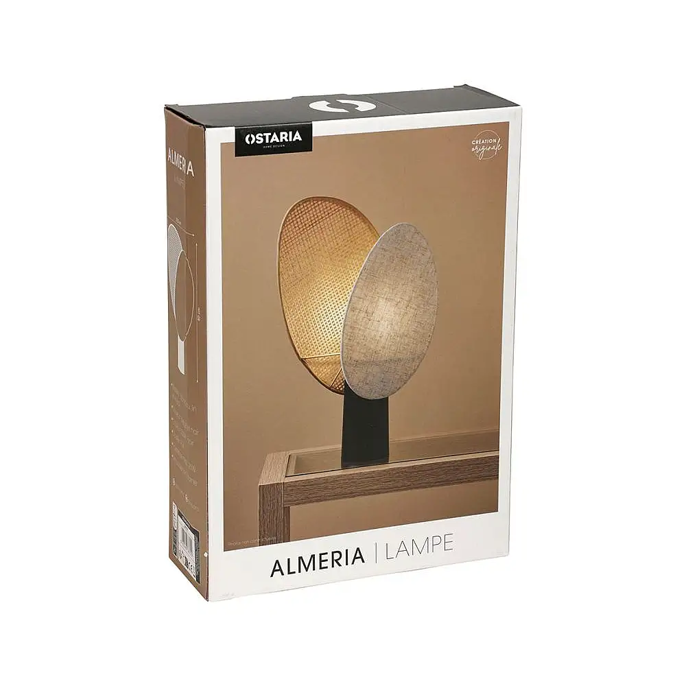 Ostaria Λάμπα μπαμπού λινό και μέταλλο μπεζ και μαύρο 'Almeria' - Πιστοποιημένο Fsc® μπαμπού -36701