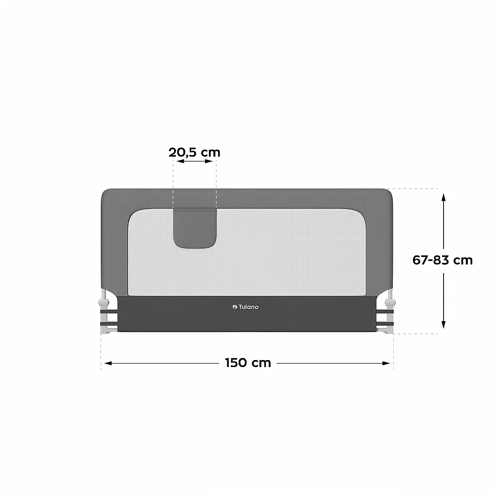 Tulano Προστατευτικό Κιγκλίδωμα Κρεβατιού 150 cm Cover 30 Γκρι 5903796017571