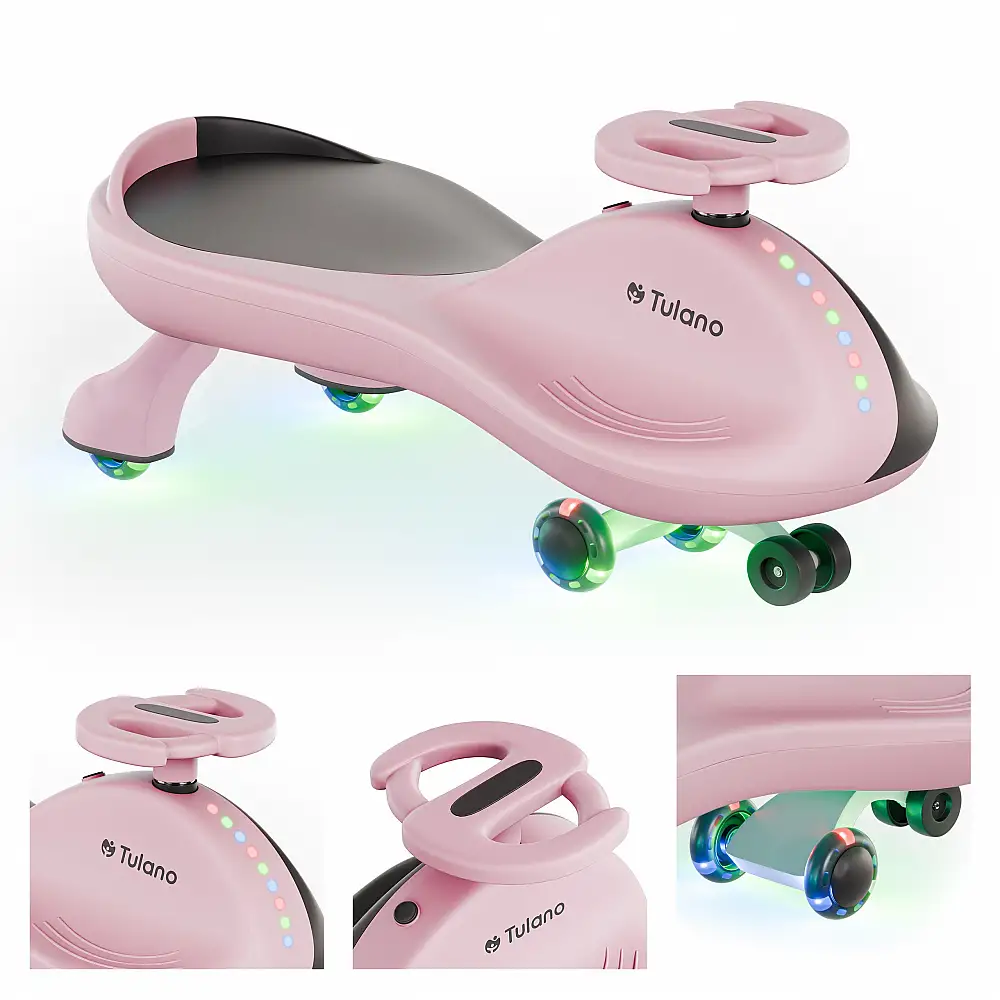 Tulano Παιδικό Ποδοκίνητο Όχημα LED FOCUS 35 με τιμόνι 360° Ροζ 5903796019681