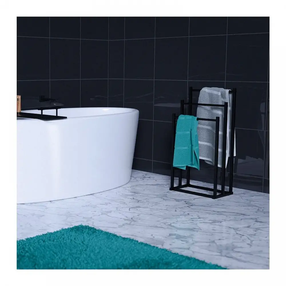 Mark Adler Επιδαπέδια Μεταλλική Κρεμάστρα για Πετσέτες 3-Επιπέδων Βάση Μαύρη, Loft Στυλ για το Μπάνιο σας 5903796012446