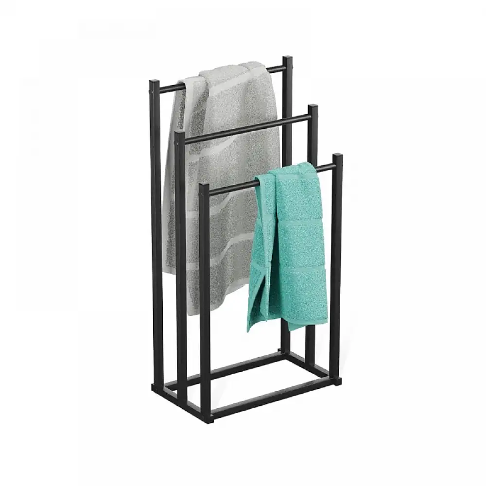 Mark Adler Επιδαπέδια Μεταλλική Κρεμάστρα για Πετσέτες 3-Επιπέδων Βάση Μαύρη, Loft Στυλ για το Μπάνιο σας 5903796012446
