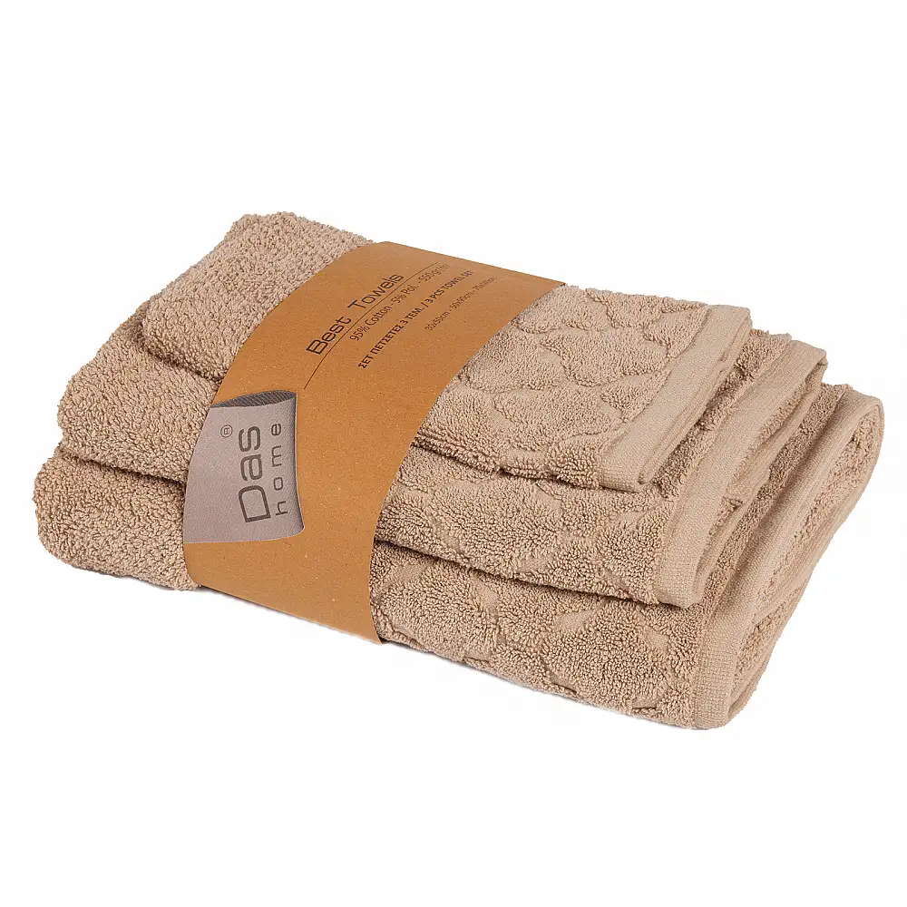 DAS HOME Σετ Πετσέτες 3τεμαχίων Best 0792 Taupe 530708180792
