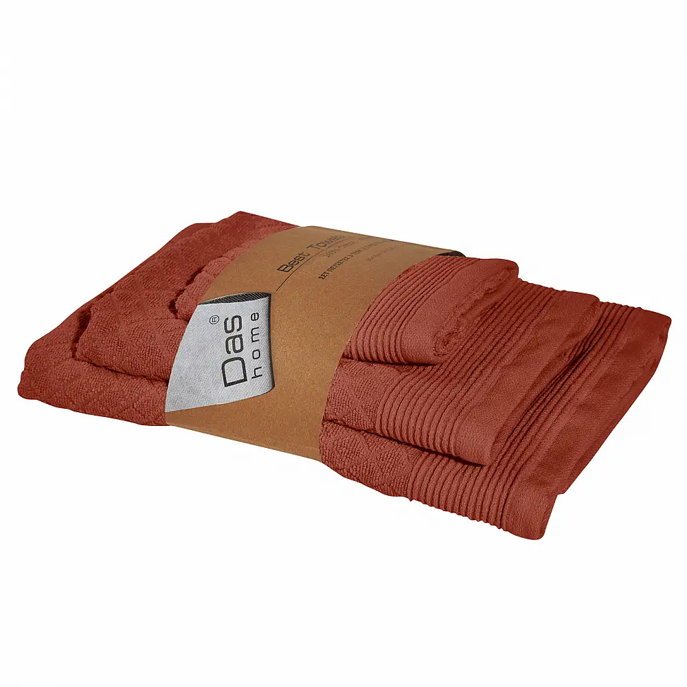 DAS HOME Σετ Πετσέτες 3τμχ Best 0685 Τερακότα 530708180685