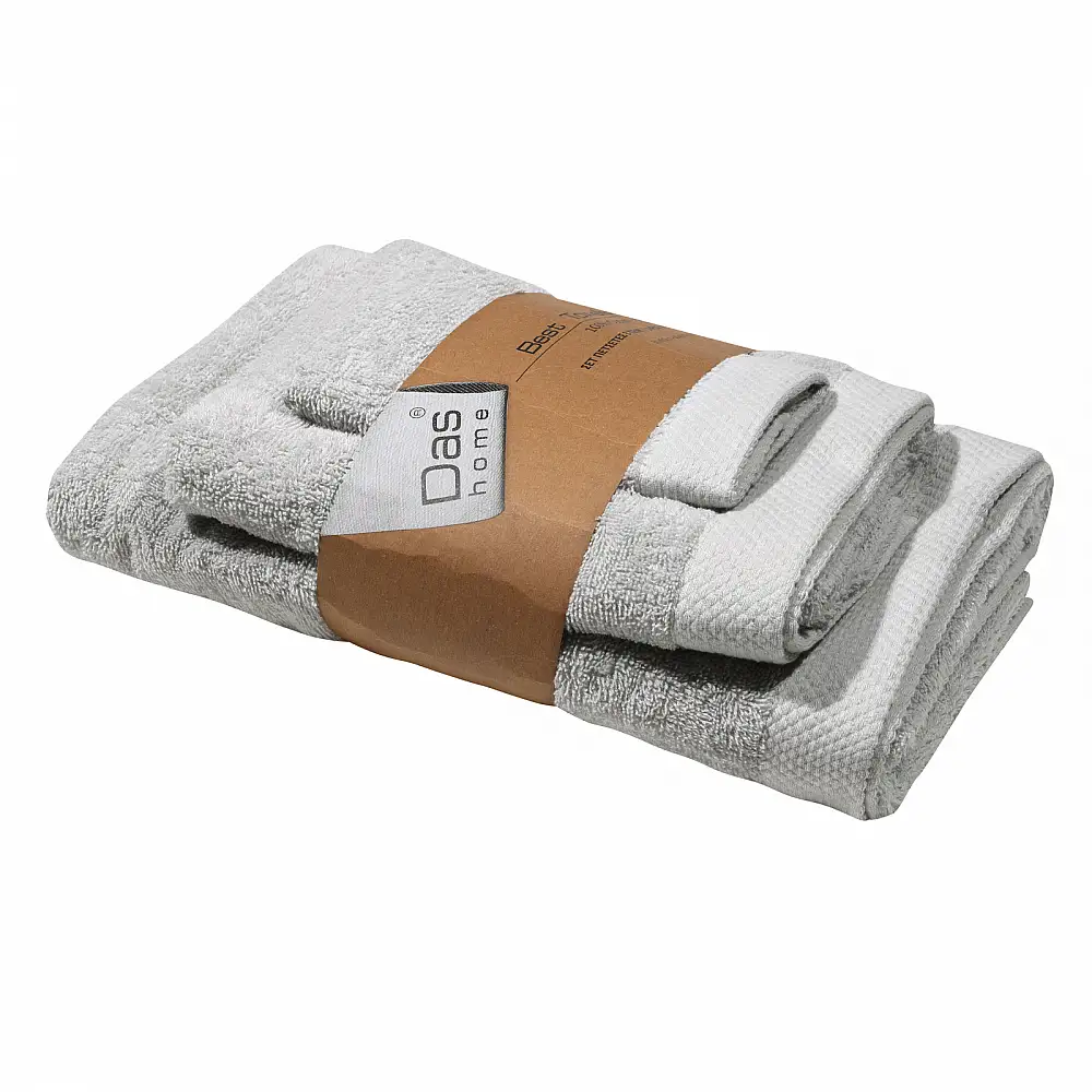 DAS HOME Σετ Πετσέτες 3 Τεμαχίων Best 0657 Γκρι Ανοιχτό 530708180657