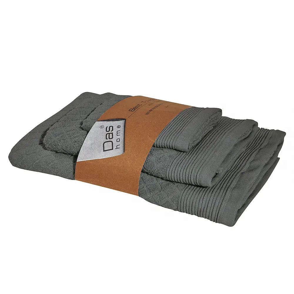 DAS HOME Σετ Πετσέτες 3 Τεμαχίων Best 0688 Γραφίτης 530708180688