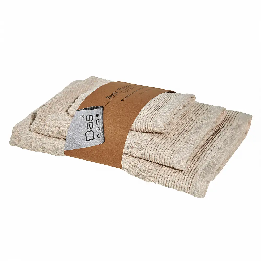 DAS HOME Σετ Πετσέτες 3τμχ Best 0683 Μπεζ 530708180683