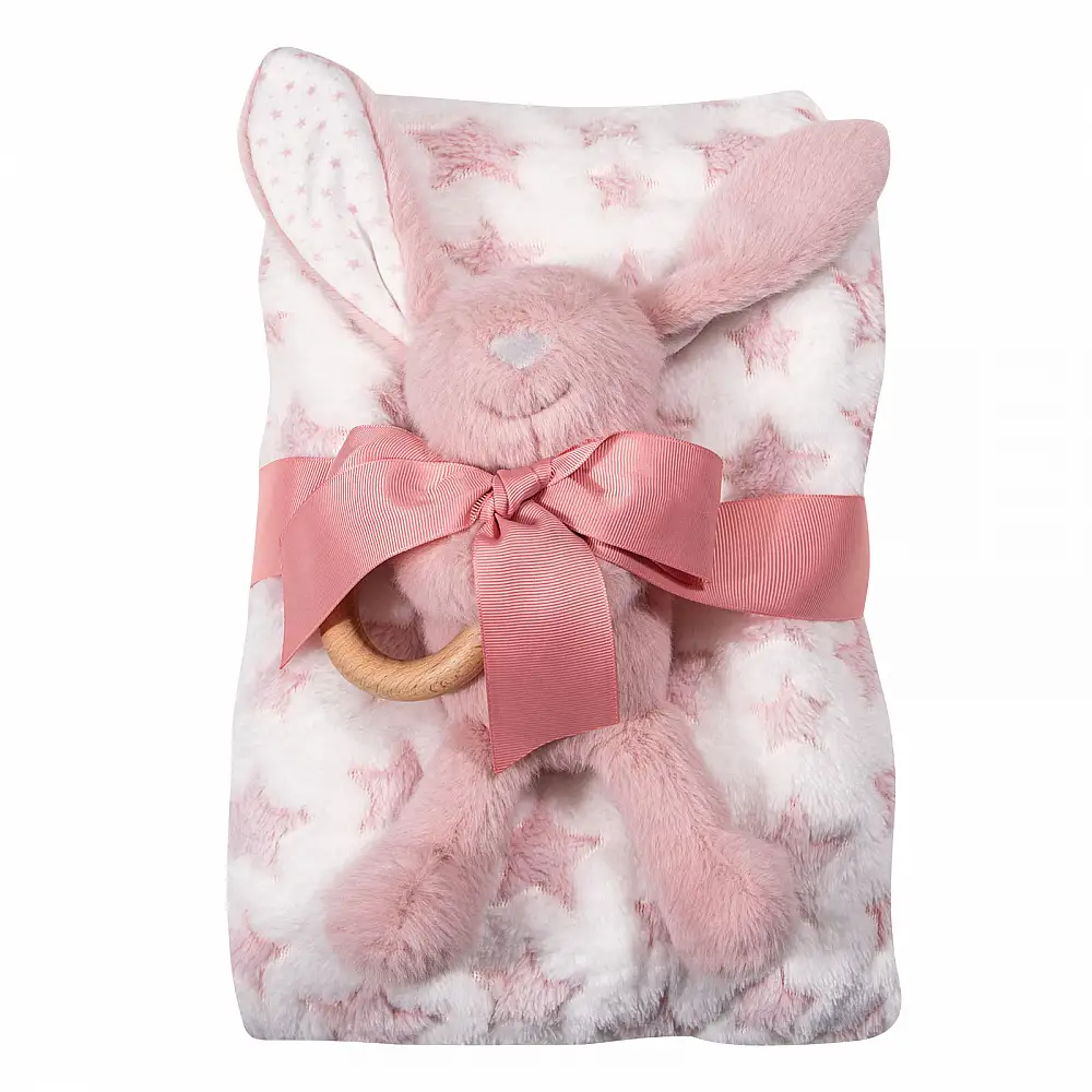 GREENWICH POLO CLUB Κουβέρτα Αγκαλιάς Fleece Essential σε Ροζ & Λευκό 220511708845