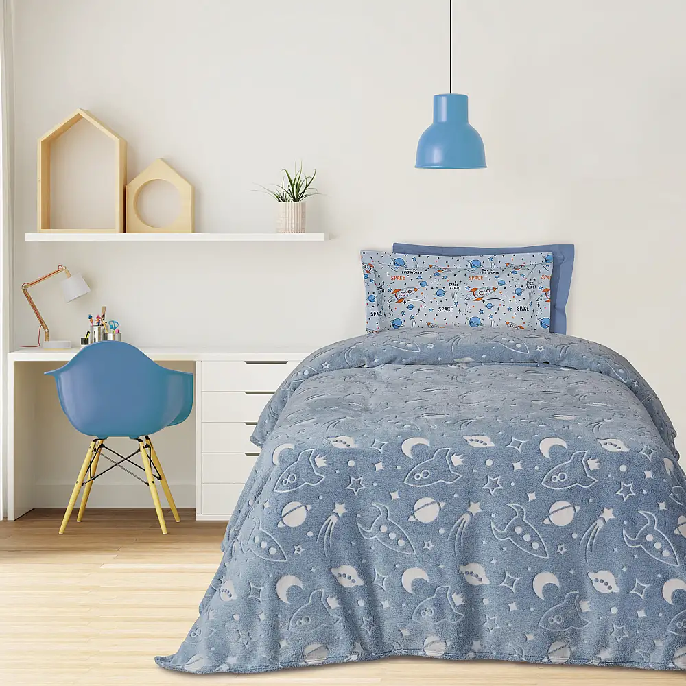 DAS KIDS Κουβέρτα Fleece 160x220 - Μπλε & Λευκό 420588104899