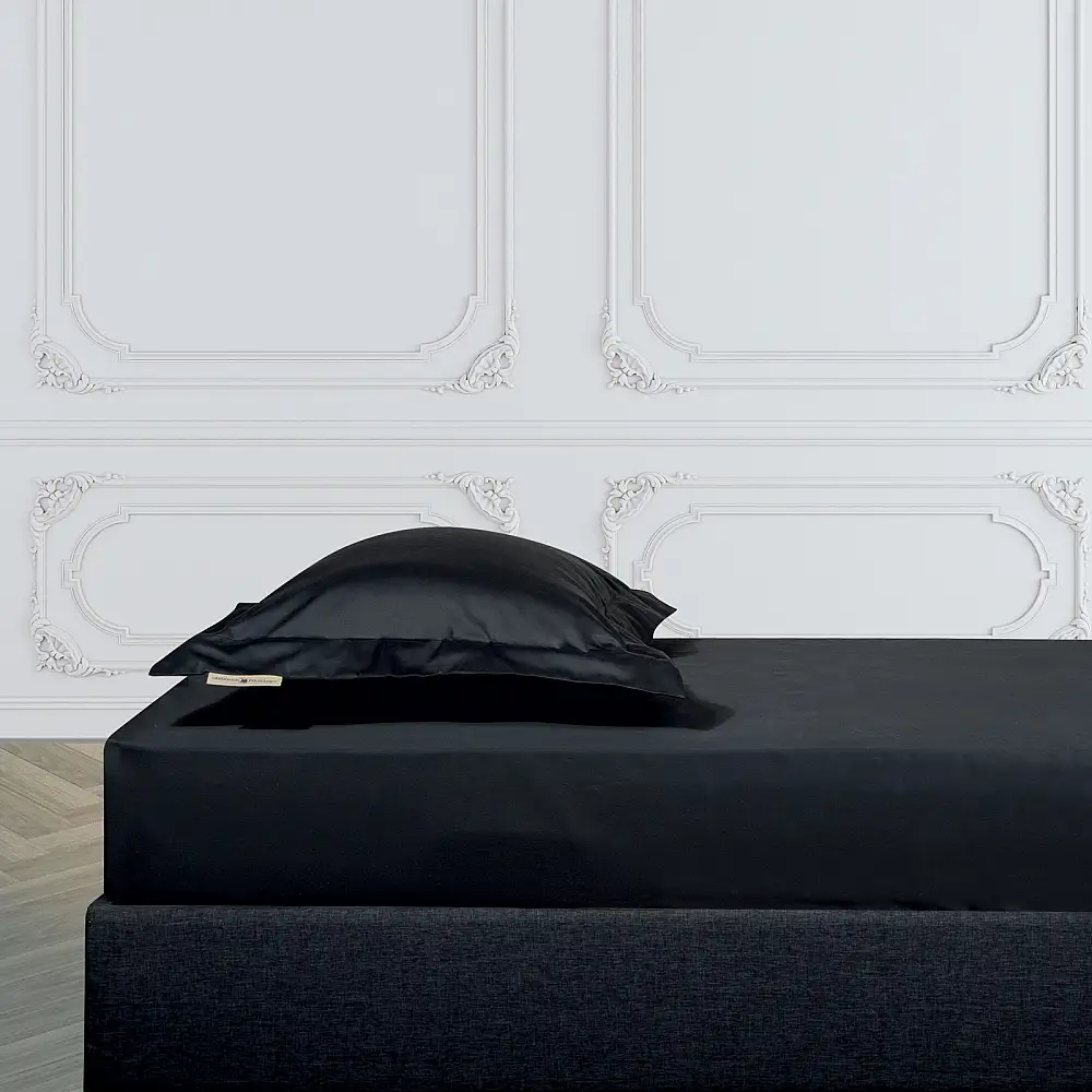 GREENWICH POLO CLUB Μαύρο Υπερδιπλό Σεντόνι με Λάστιχο 222162002259