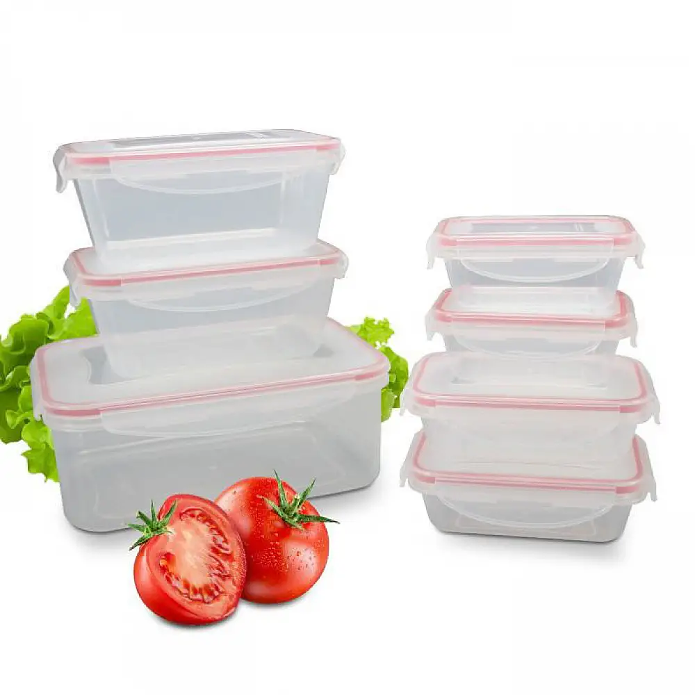 Σετ Φαγητοδοχεία 7 Τεμαχίων με Αεροστεγές Κλείσιμο - Διάφανο/Κόκκινο C-FHD4008K CLASSBACH