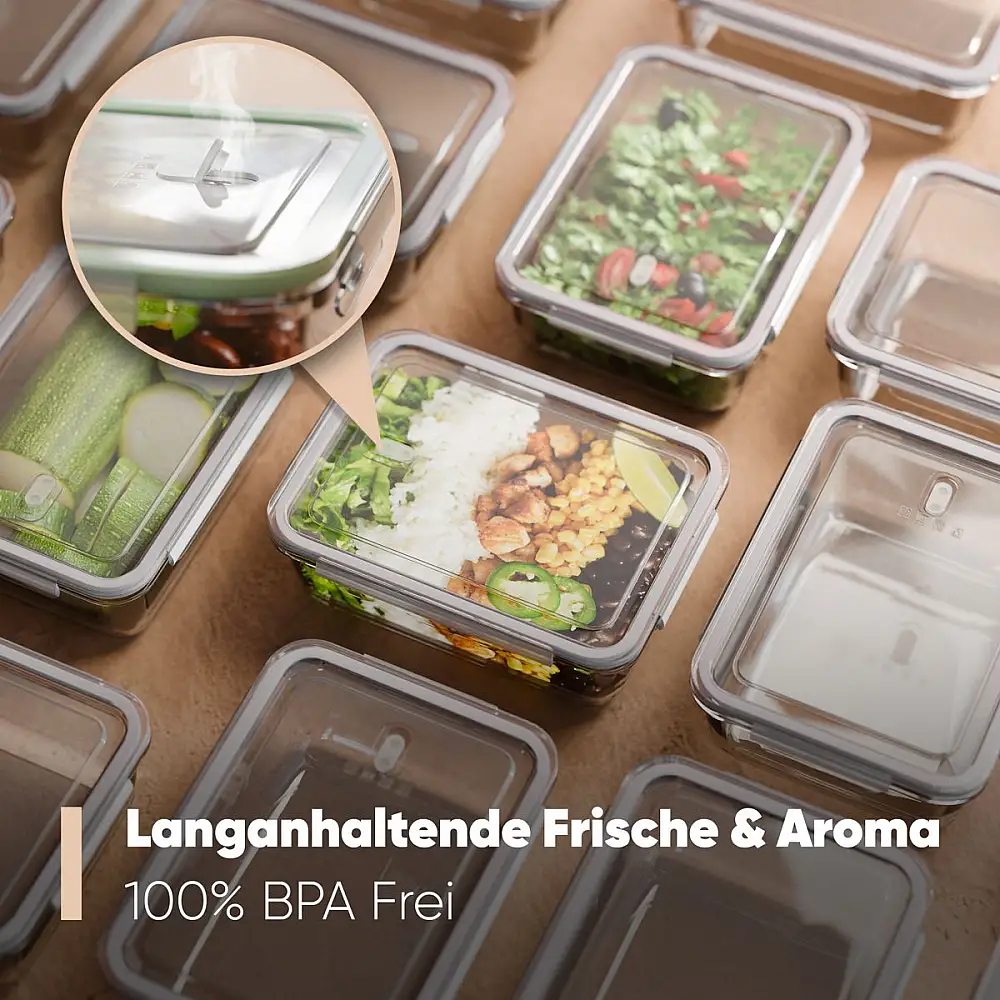 Σετ 3 Γυάλινα Δοχεία Φαγητού με Καπάκι και Βαλβίδα Ατμού – 1040ml C-FHD4020G CLASSBACH