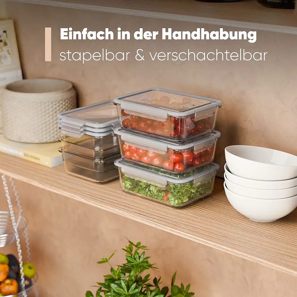 Σετ 3 Γυάλινα Δοχεία Φαγητού με Καπάκι και Βαλβίδα Ατμού – 1040ml C-FHD4020G CLASSBACH