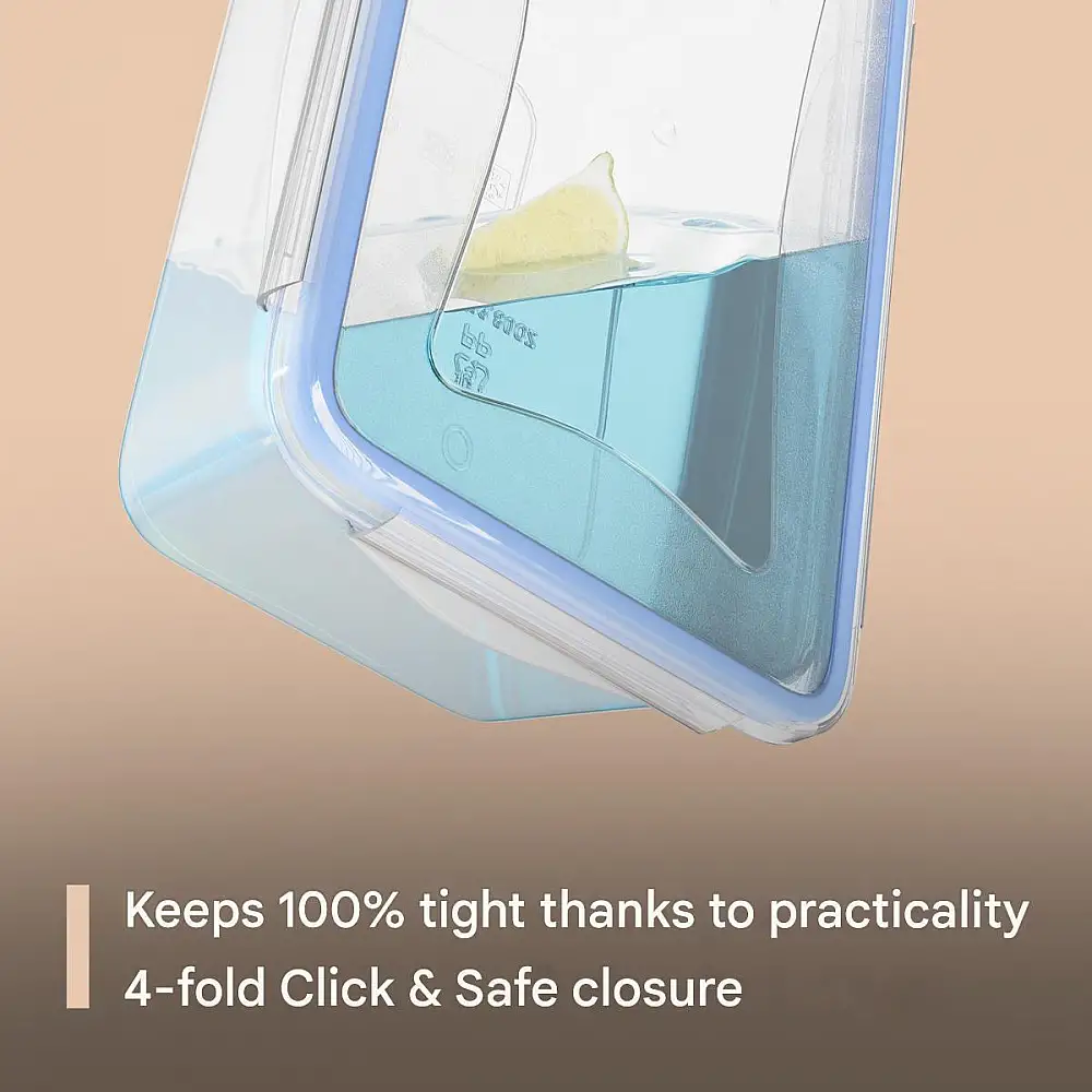 Σετ 6 Πλαστικά Δοχεία Φαγητού 1L με Καπάκια 19.5 x 7.6 x 13cm - Διάφανο/Μπλε C-FHD4023K CLASSBACH