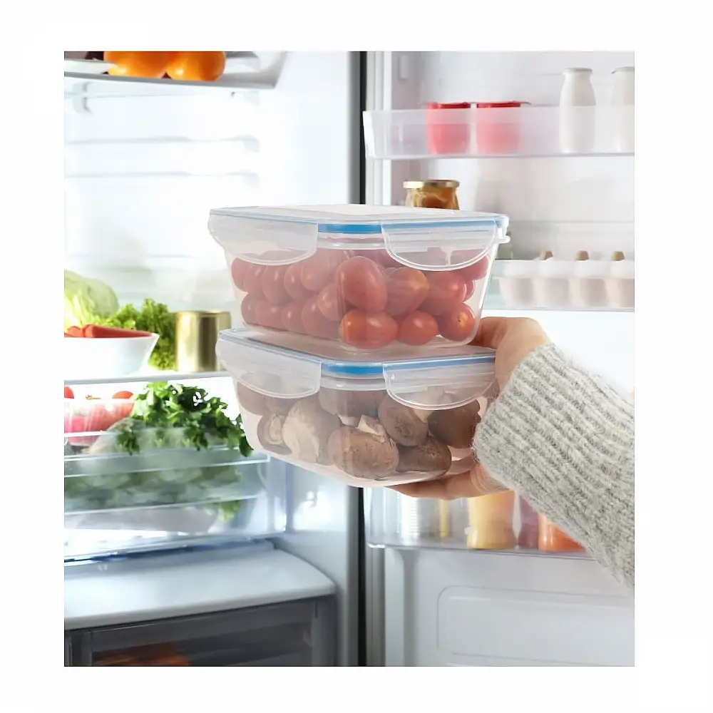 Σετ 6 Πλαστικά Δοχεία Φαγητού 1L με Καπάκια 19.5 x 7.6 x 13cm - Διάφανο/Μπλε C-FHD4023K CLASSBACH