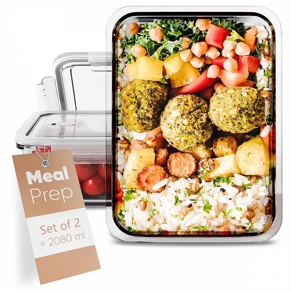 Σετ 2 Γυάλινα Δοχεία Φαγητού 1.04L με Καπάκια C-FHD4024G CLASSBACH