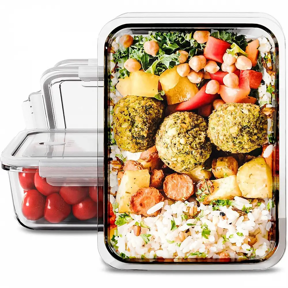 Σετ 2 Γυάλινα Δοχεία Φαγητού 1.04L με Καπάκια C-FHD4024G CLASSBACH