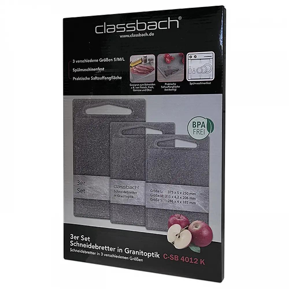 Σετ Επιφάνειες Κοπής 3 Τεμαχίων σε Ανοιχτό Γκρι C-SB4012K-Lgrey CLASSBACH