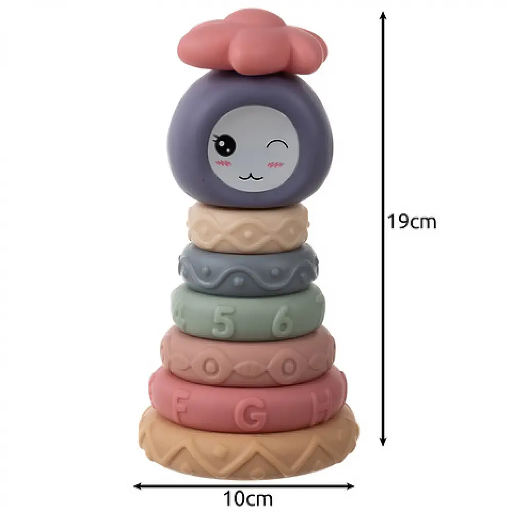 Iso trade Πυραμίδα για Μωρά 8 τμχ με πολύχρωμους μαλακούς κρίκους 26718