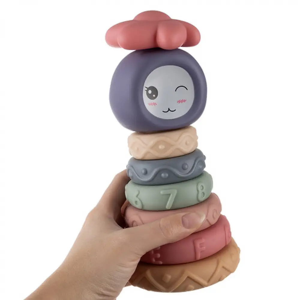 Iso trade Πυραμίδα για Μωρά 8 τμχ με πολύχρωμους μαλακούς κρίκους 26718