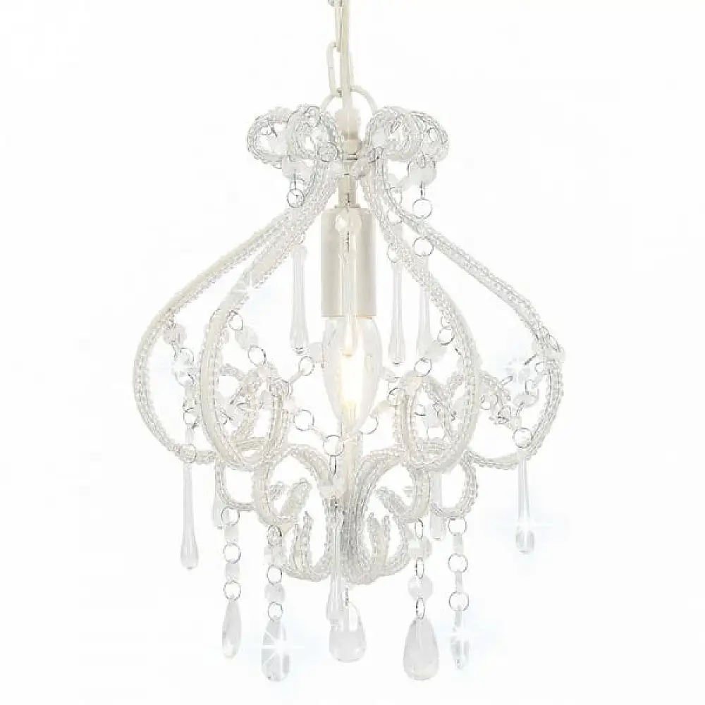 vidaXL Φωτιστικό Οροφής με Χάντρες Στρογγυλό Λευκό Ε14 281593